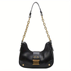 Vintage Style Chain Strap Shoulder Bag Zipper Versatile Underarm Bag