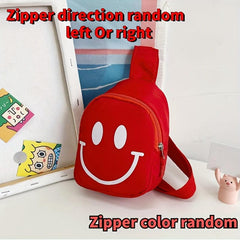 Happy Face Print Sling Bag Canvas Crossbody Chest Bag