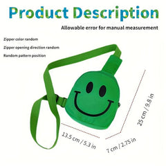 Happy Face Print Sling Bag Canvas Crossbody Chest Bag