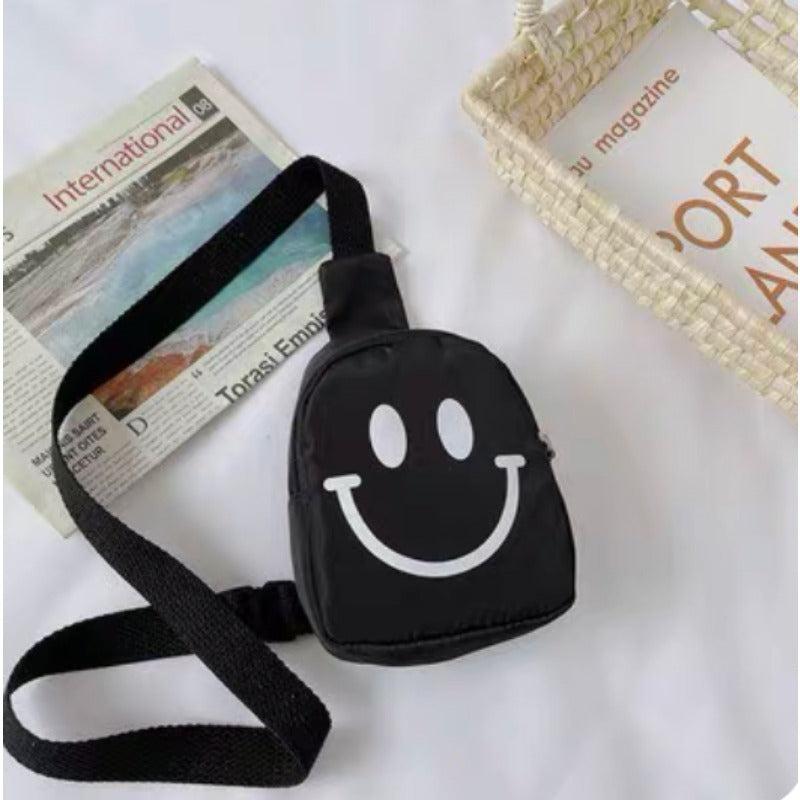 Happy Face Print Sling Bag Canvas Crossbody Chest Bag