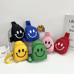Happy Face Print Sling Bag Canvas Crossbody Chest Bag