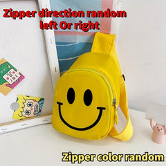 Happy Face Print Sling Bag Canvas Crossbody Chest Bag