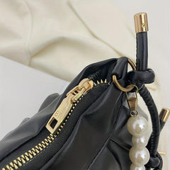 Pleated Cloud Pearl Chain Crossbody Bag