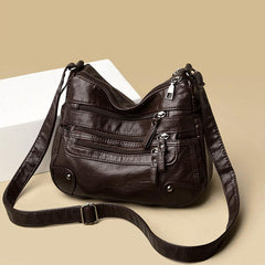 Women's Zipper Shoulder Bag Solid Faux Leather Crossbody