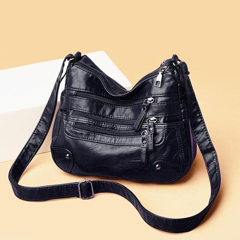Women's Zipper Shoulder Bag Solid Faux Leather Crossbody