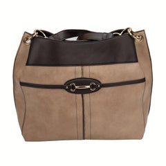 Large Capacity PU Leather Tote Bag Textured Shoulder Bag