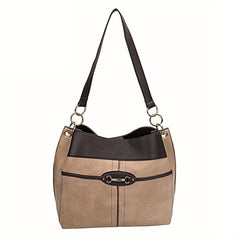 Large Capacity PU Leather Tote Bag Textured Shoulder Bag