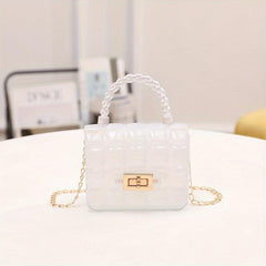 Gingham Embossed PVC Shoulder Bag Metal Chain Crossbody Handbag