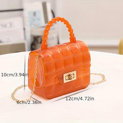 Gingham Embossed PVC Shoulder Bag Metal Chain Crossbody Handbag