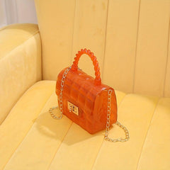 Gingham Embossed PVC Shoulder Bag Metal Chain Crossbody Handbag