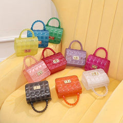 Gingham Embossed PVC Shoulder Bag Metal Chain Crossbody Handbag