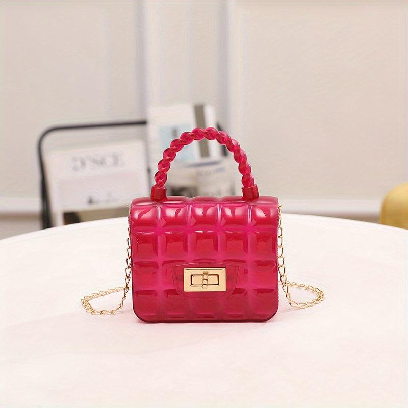 Gingham Embossed PVC Shoulder Bag Metal Chain Crossbody Handbag