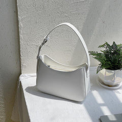 Minimalist Baguette Bag Solid PU Leather Handbag