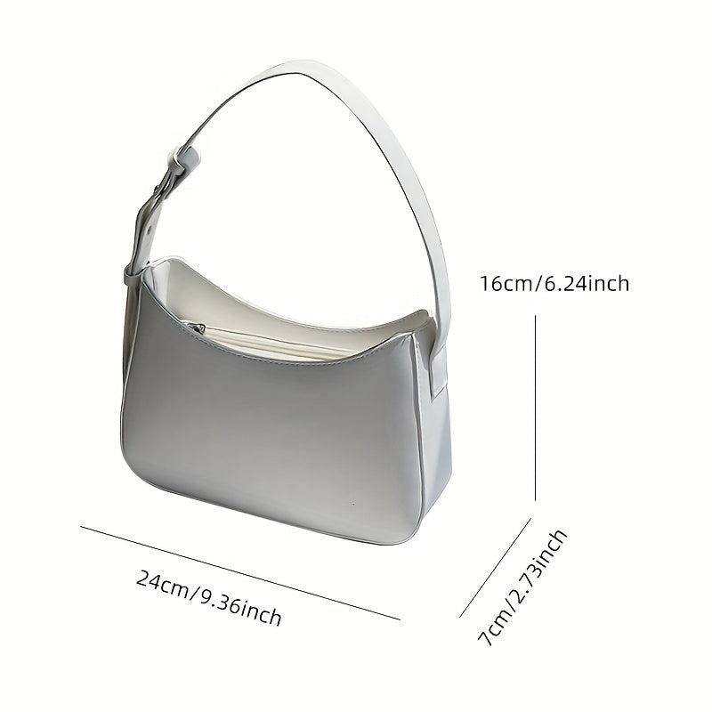 Minimalist Baguette Bag Solid PU Leather Handbag