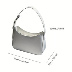 Minimalist Baguette Bag Solid PU Leather Handbag