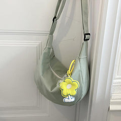 Casual Shoulder Bag Messenger Bag with Flower Pendant