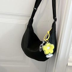 Casual Shoulder Bag Messenger Bag with Flower Pendant