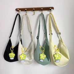Casual Shoulder Bag Messenger Bag with Flower Pendant