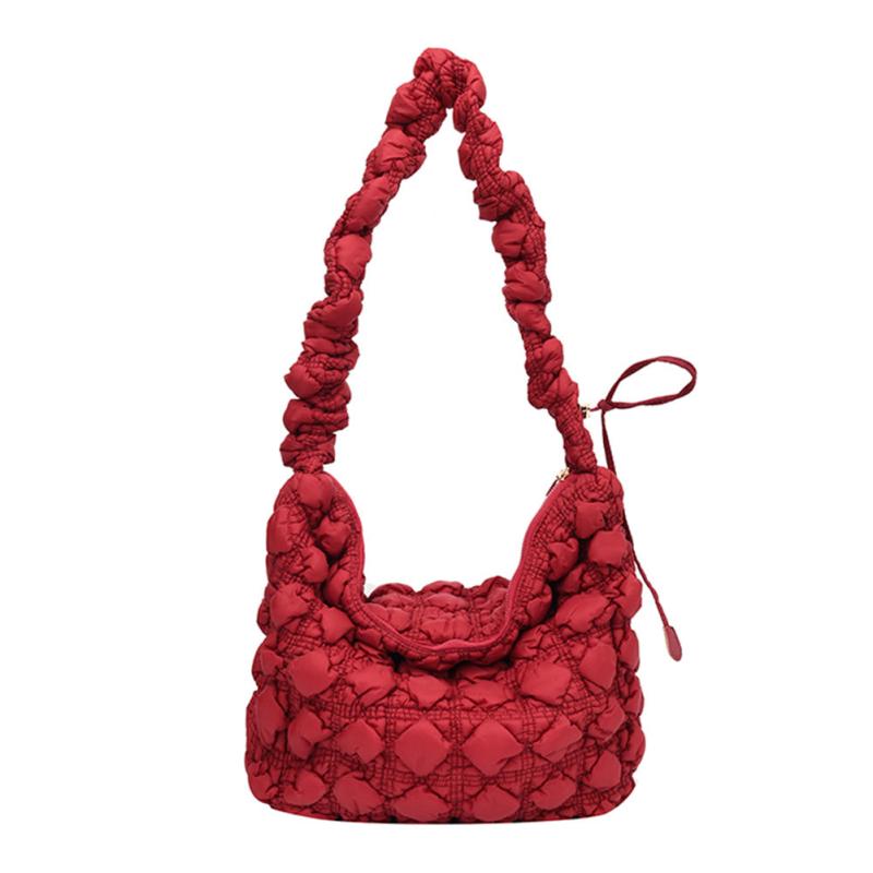 Ruched Crossbody Bag Puffer Quilted Shoulder Bag Hobo Purse
