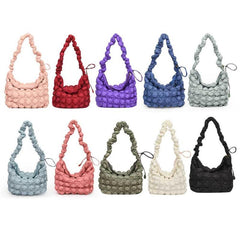 Ruched Crossbody Bag Puffer Quilted Shoulder Bag Hobo Purse