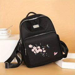 Flower Embroidery Backpack Women's Versatile Travel Storage Bag