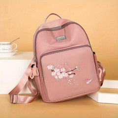 Flower Embroidery Backpack Women's Versatile Travel Storage Bag