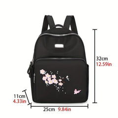Flower Embroidery Backpack Women's Versatile Travel Storage Bag