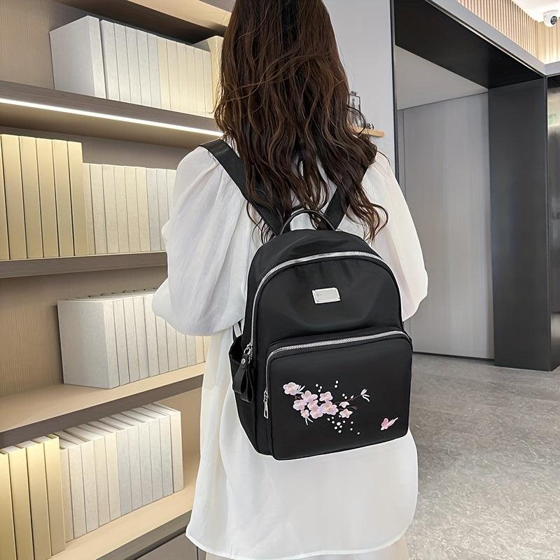 Flower Embroidery Backpack Women's Versatile Travel Storage Bag