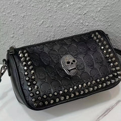 Gothic Skull & Rivets Shoulder Bag Halloween Crossbody Purse