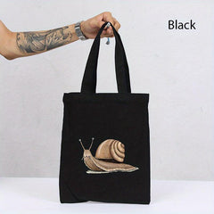 Snails Print Canvas Tote Bag Reusable Grocery Shopping Bag