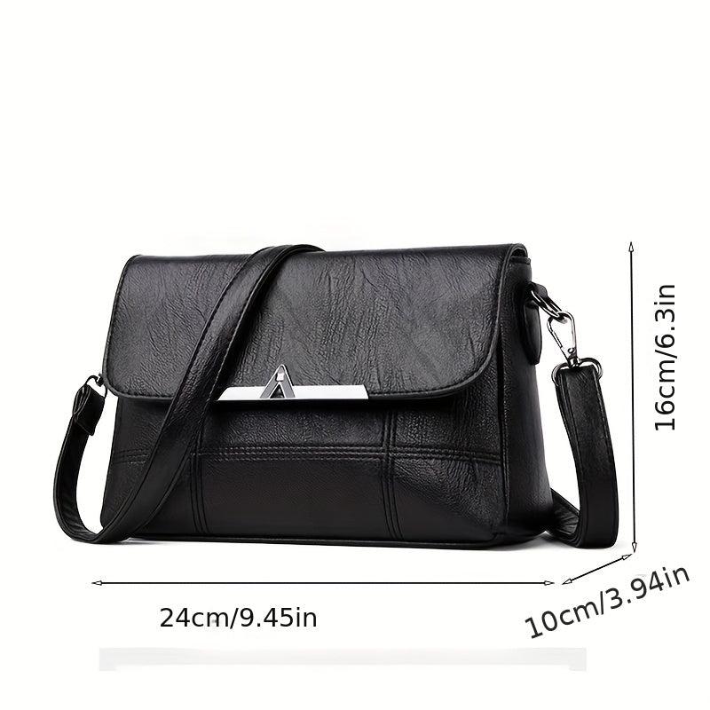 Vintage Vegan Crossbody Bag Retro PU Shoulder Bag Women's Casual Handbag