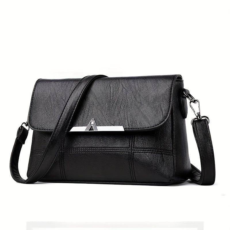 Vintage Vegan Crossbody Bag Retro PU Shoulder Bag Women's Casual Handbag