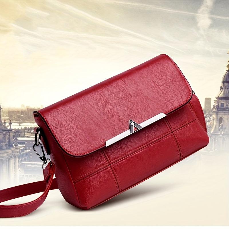 Vintage Vegan Crossbody Bag Retro PU Shoulder Bag Women's Casual Handbag