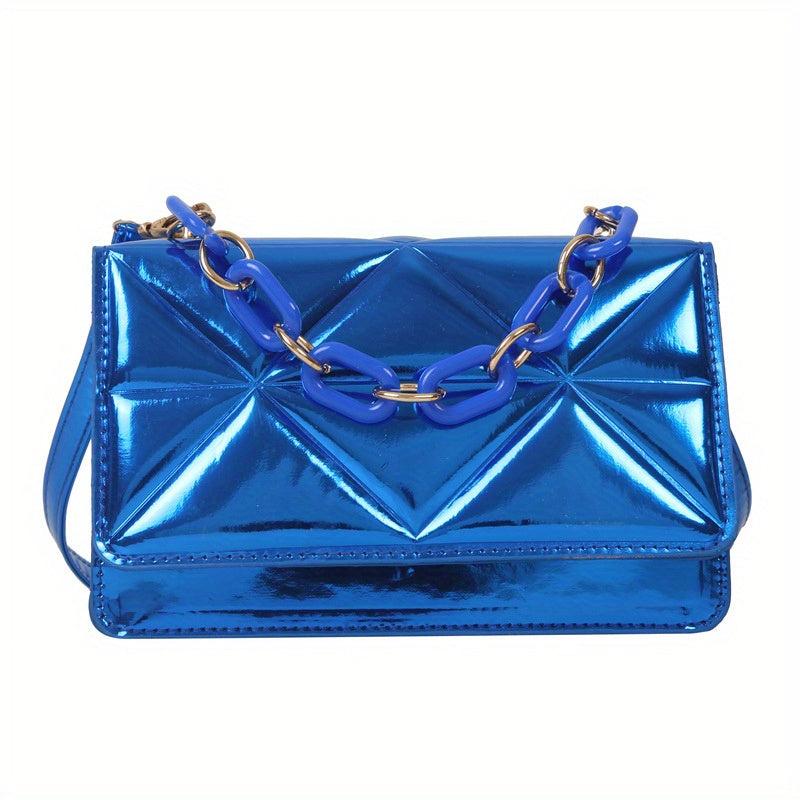Waterproof PU Leather Shoulder Bag Square Purse with Detachable Strap