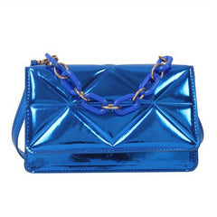Waterproof PU Leather Shoulder Bag Square Purse with Detachable Strap