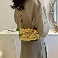 Waterproof PU Leather Shoulder Bag Square Purse with Detachable Strap