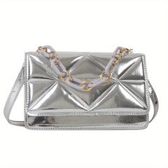 Waterproof PU Leather Shoulder Bag Square Purse with Detachable Strap