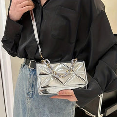 Waterproof PU Leather Shoulder Bag Square Purse with Detachable Strap