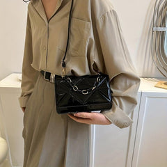 Waterproof PU Leather Shoulder Bag Square Purse with Detachable Strap