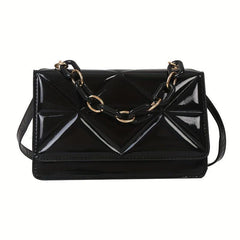 Waterproof PU Leather Shoulder Bag Square Purse with Detachable Strap
