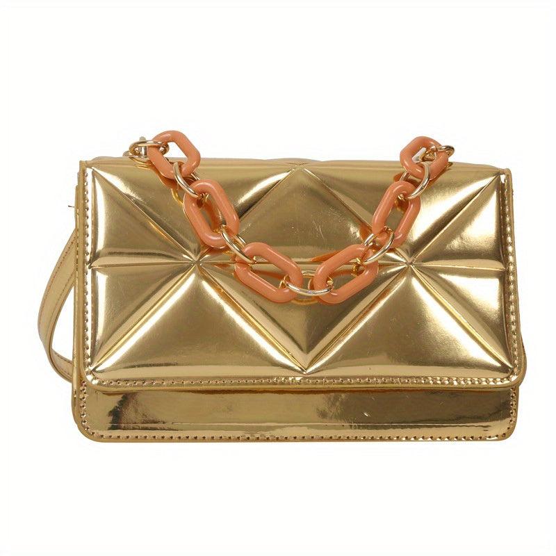Waterproof PU Leather Shoulder Bag Square Purse with Detachable Strap