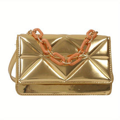 Waterproof PU Leather Shoulder Bag Square Purse with Detachable Strap