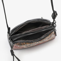 Retro Flower Embossed Crossbody Bag for Women