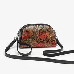 Retro Flower Embossed Crossbody Bag for Women