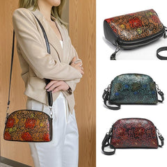 Retro Flower Embossed Crossbody Bag for Women