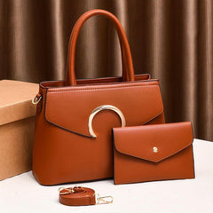 Solid Satchel Bag All Match Handbag With Clutch Pouch