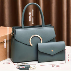 Solid Satchel Bag All Match Handbag With Clutch Pouch