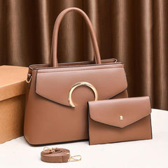 Solid Satchel Bag All Match Handbag With Clutch Pouch