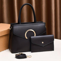 Solid Satchel Bag All Match Handbag With Clutch Pouch