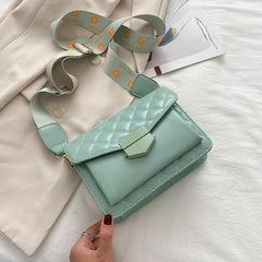 Quilted Crossbody Bag Retro PU Shoulder Bag Women's Casual Handbag & Purse